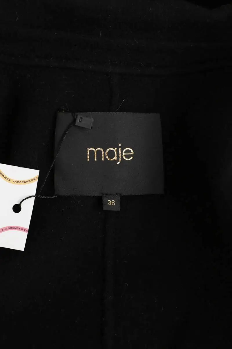 Manteau Maje Noir en Laine