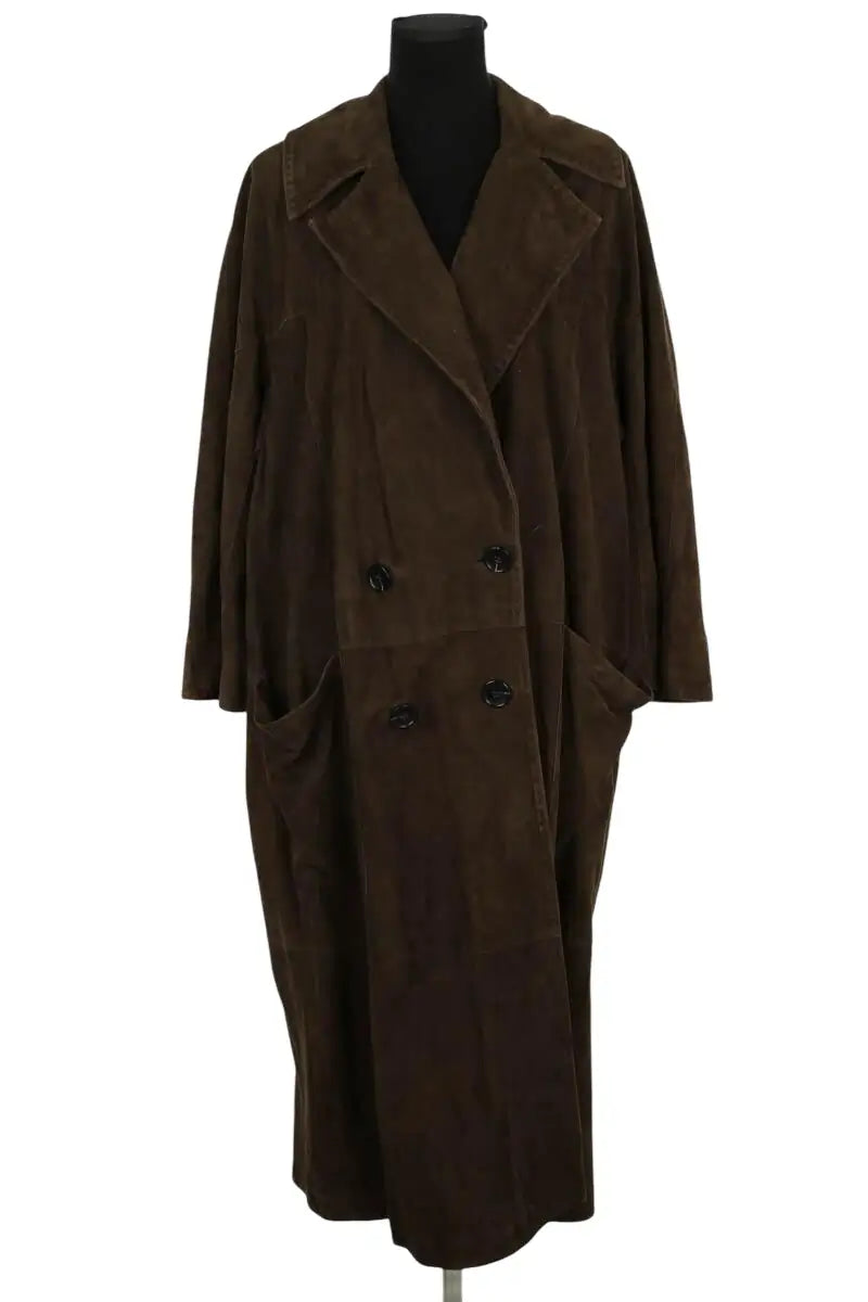 Manteau Marina Rinaldi Marron en Daim, taille XL - Seconde Main