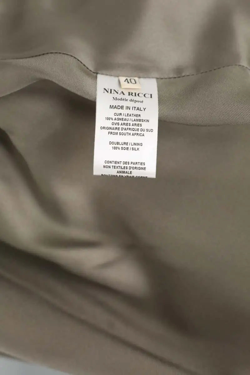 Manteau Nina Ricci Kaki en Cuir