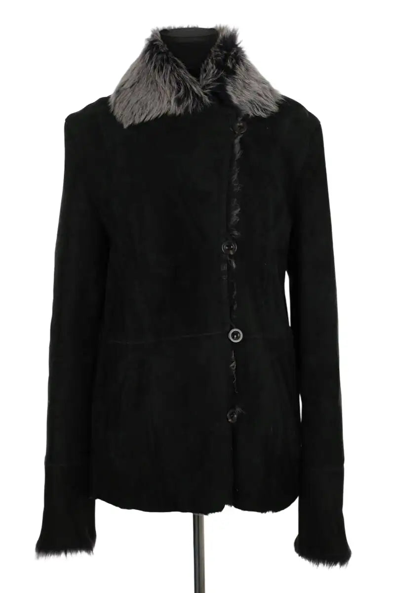 Manteau Other Brand Evian Noir en Daim, taille L - Seconde Main