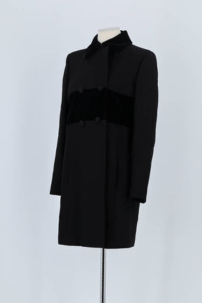 Manteau Saint Laurent Noir en Laine