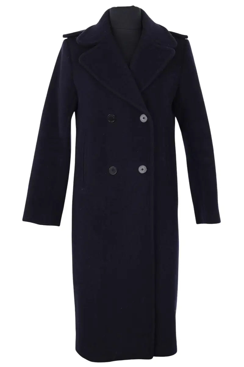 Manteau Sandro Marine en Laine, taille S - Seconde Main