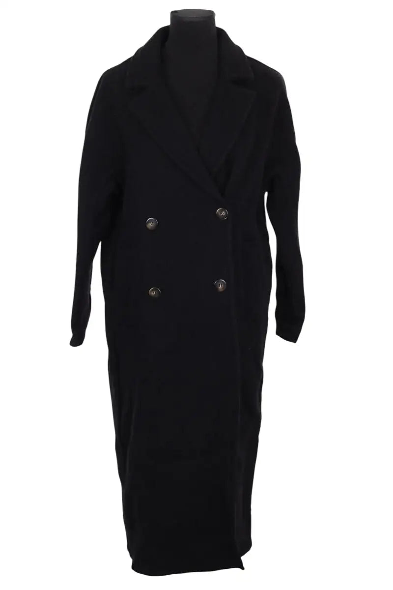 Manteau Sézane Jim Noir en Laine, taille M - Seconde Main