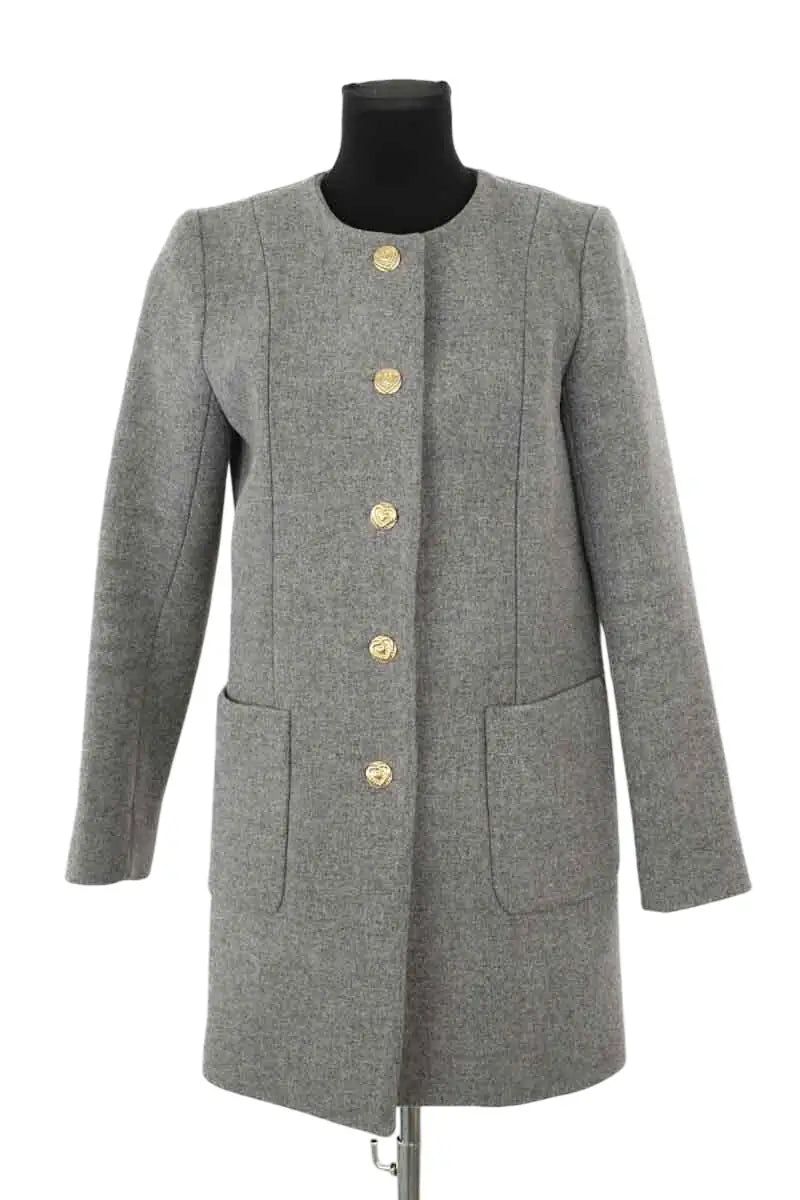 Manteau Tara Jarmon Gris en Laine, taille L - Seconde Main