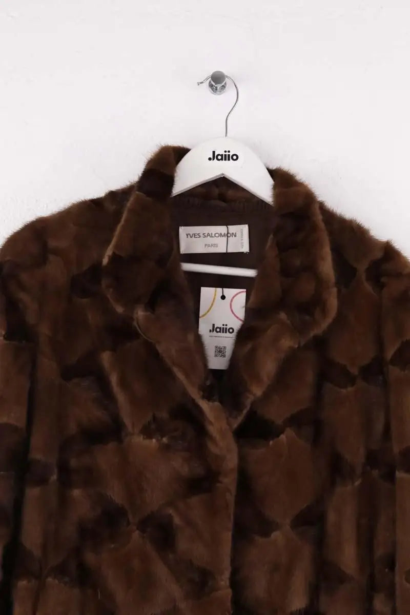 Manteau Yves Salomon Marron en Fourrure