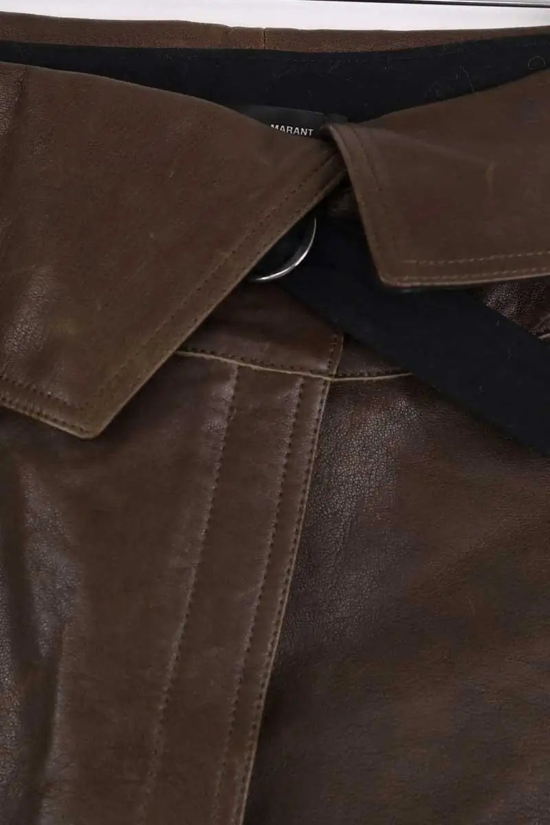 Mini jupe Isabel Marant Marron en Cuir
