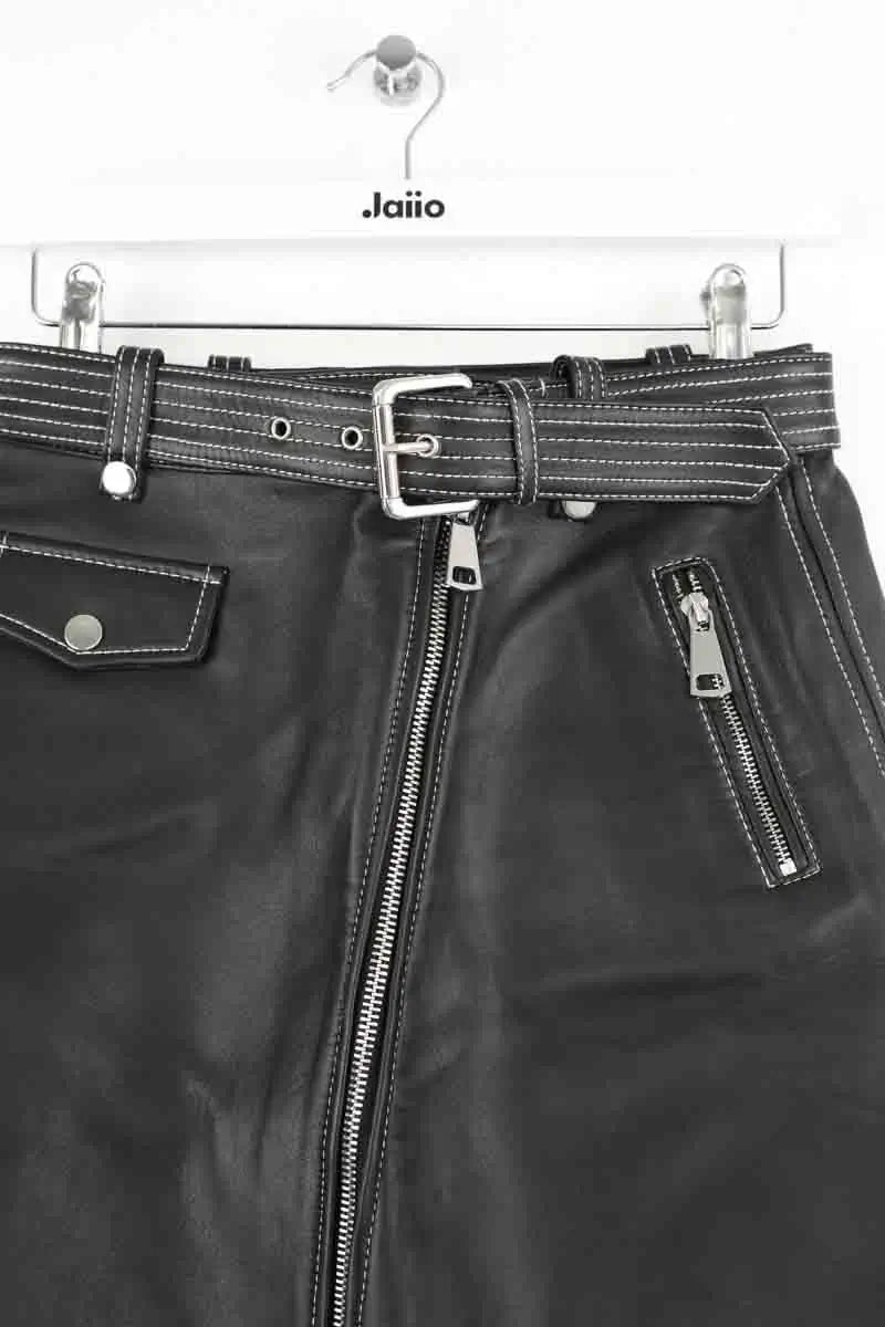Mini jupe Maje Noir en Cuir