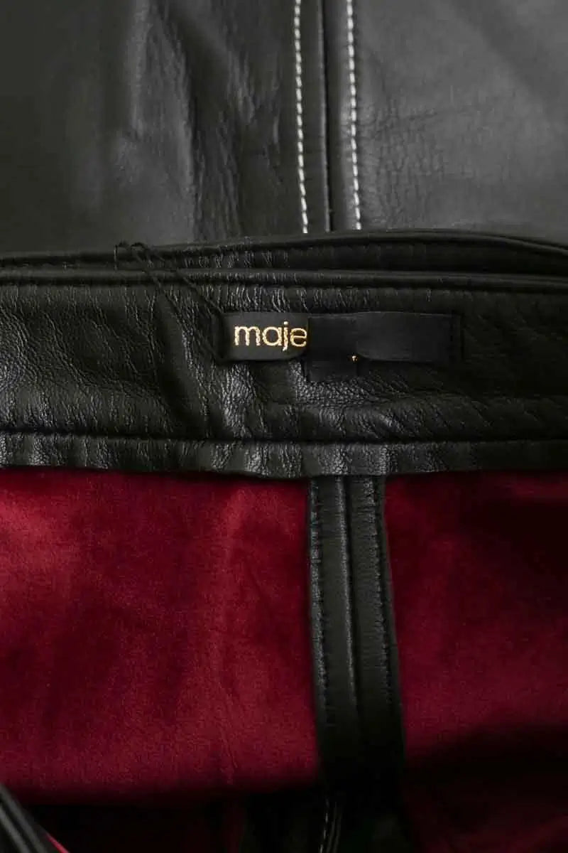 Mini jupe Maje Noir en Cuir
