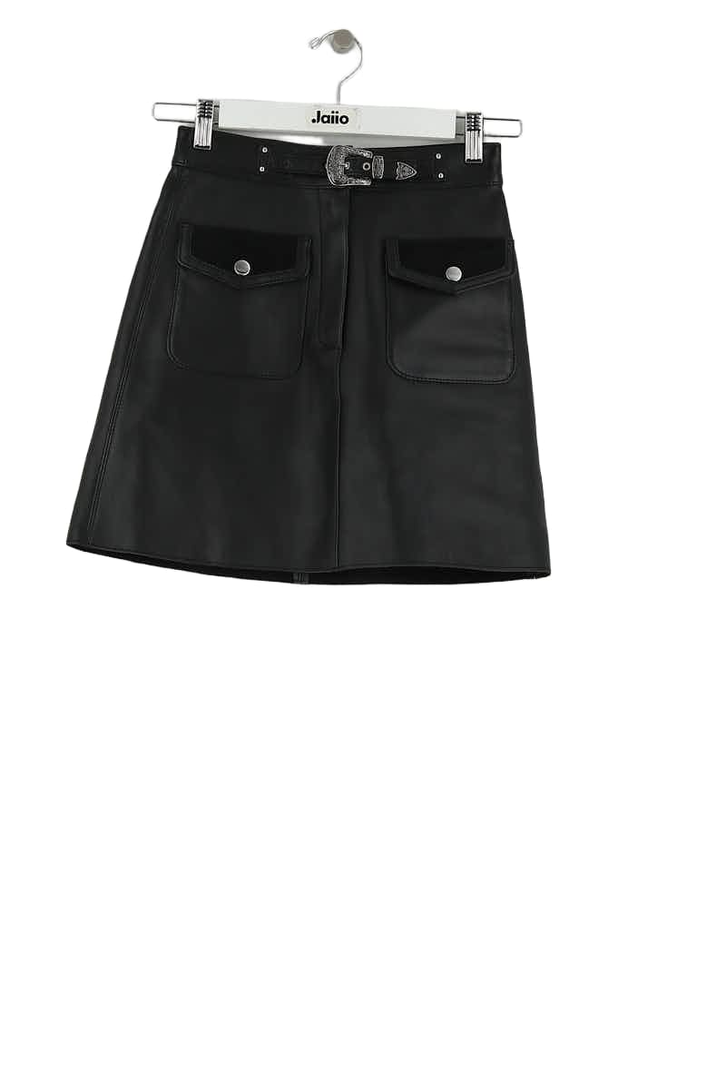 Mini jupe Maje Noir en Cuir, taille XS - Seconde Main