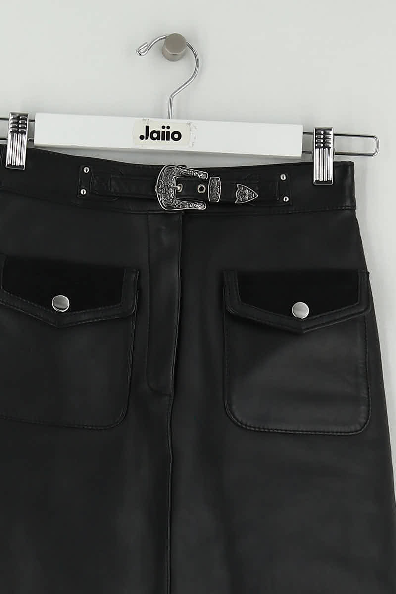 Mini jupe Maje Noir en Cuir