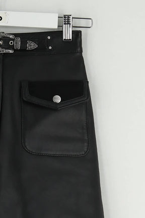 Mini jupe Maje Noir en Cuir