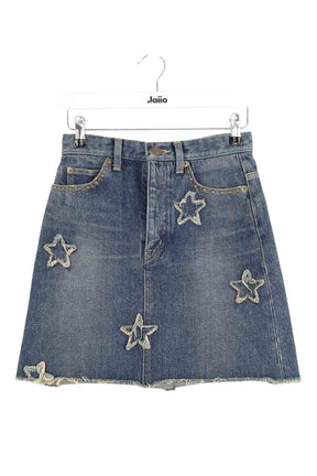 Mini jupe Saint Laurent Bleu en Coton, taille S - Seconde Main