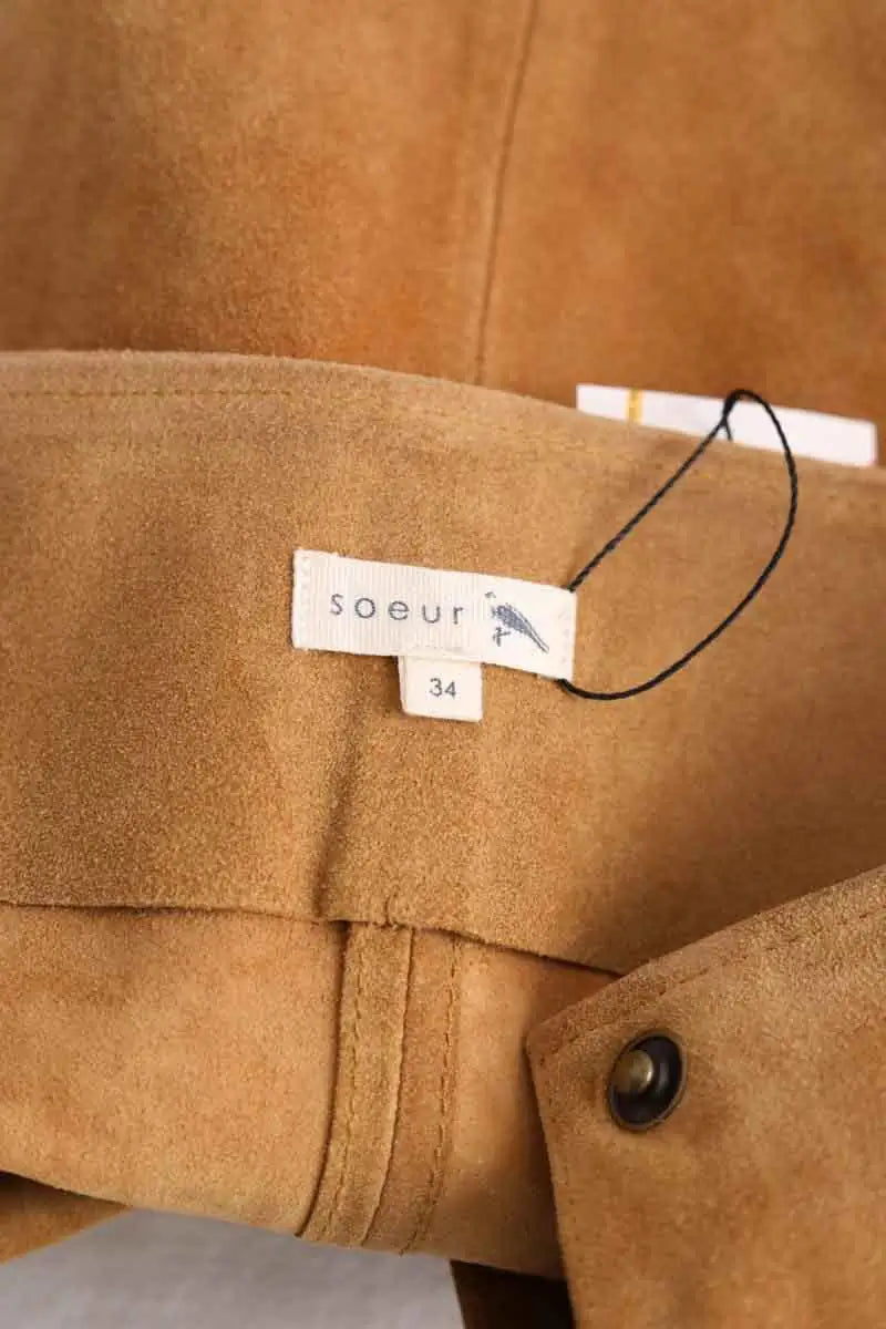 Mini jupe Soeur Dakota Camel en Daim