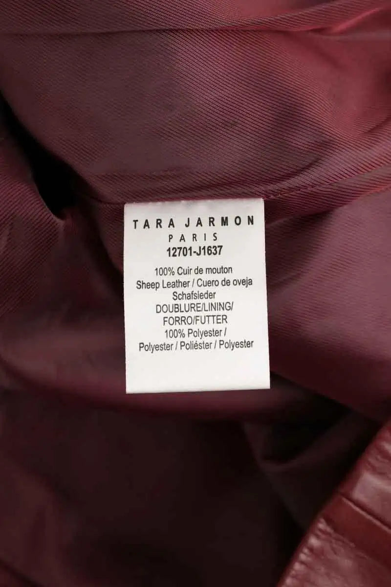 Mini jupe Tara Jarmon Bordeaux en Cuir