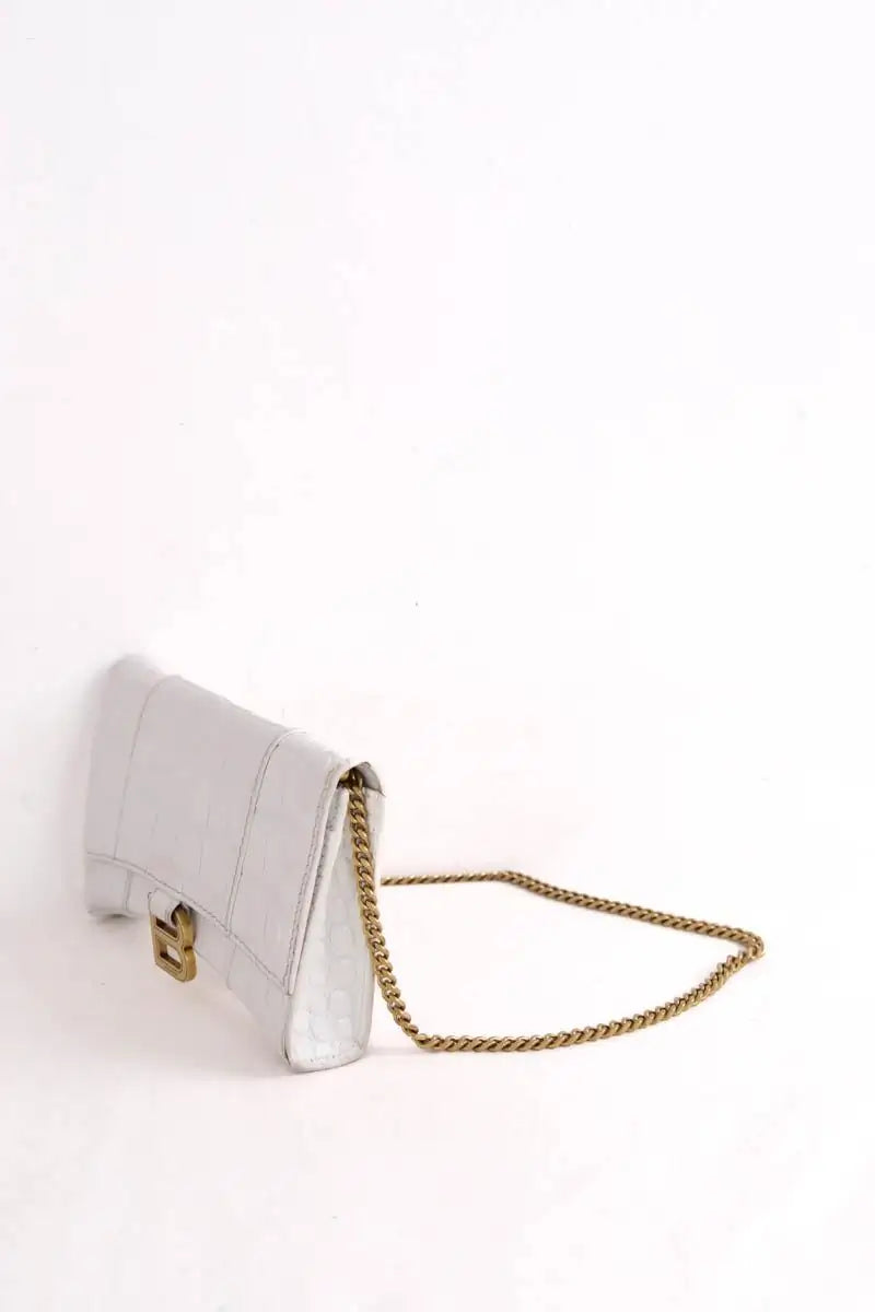 Mini sac Balenciaga Hourglass Blanc en Cuir