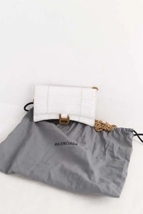 Mini sac Balenciaga Hourglass Blanc en Cuir