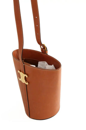 Mini sac Celine Sac seau triomphe Marron en Cuir