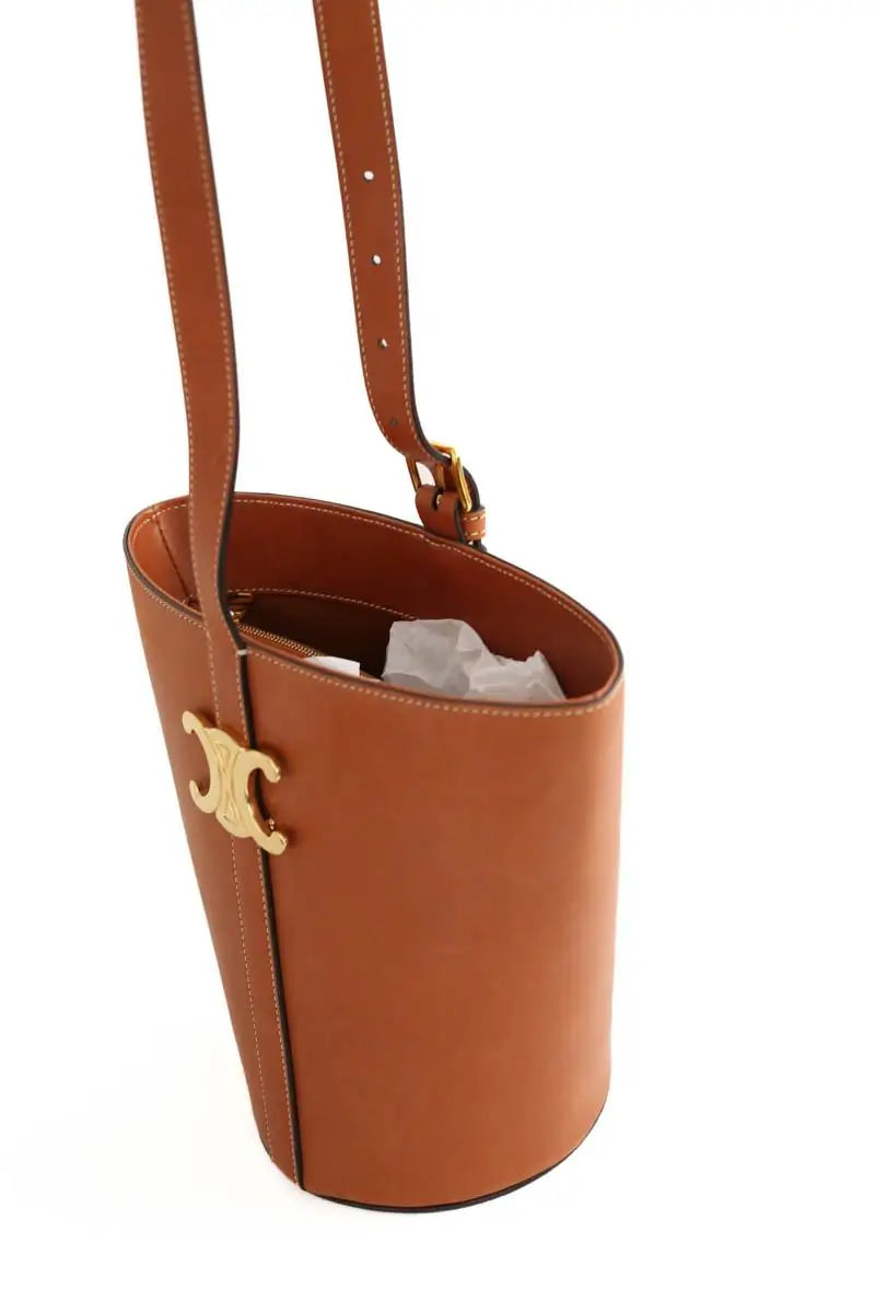Mini sac Celine Sac seau triomphe Marron en Cuir