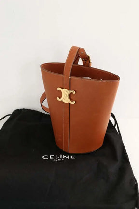 Mini sac Celine Sac seau triomphe Marron en Cuir
