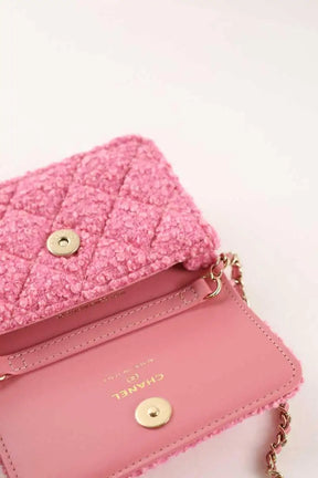 Mini sac Chanel Rose en Tweed