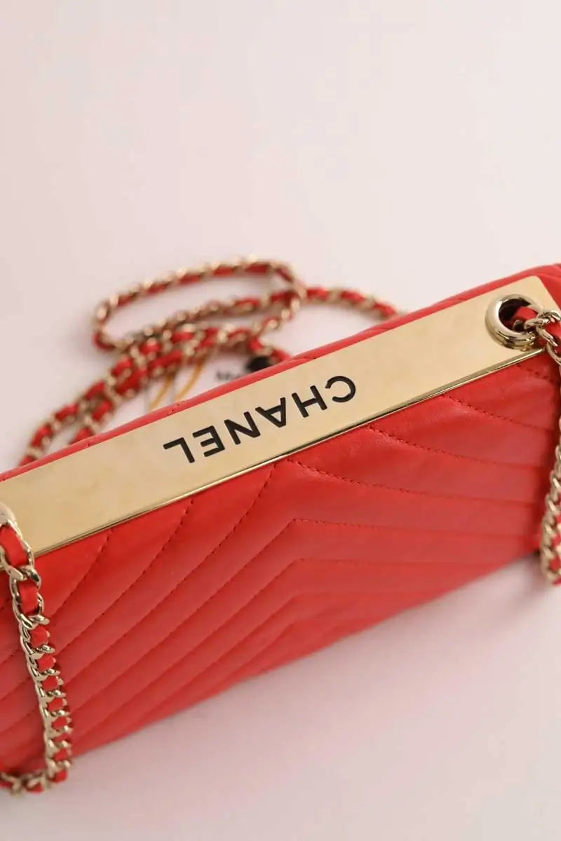 Mini sac Chanel Trendy CC Wallet on Chain Orange en Cuir