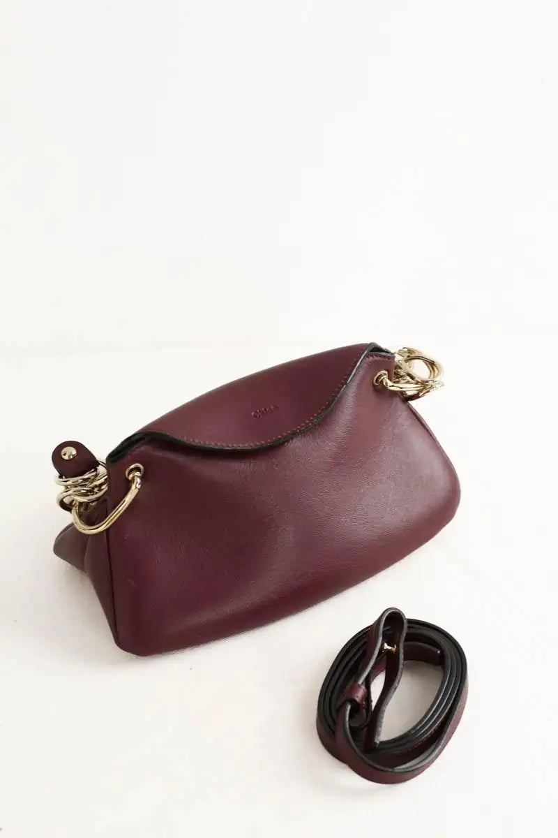 Mini sac Chloé Juana small Bordeaux en Cuir