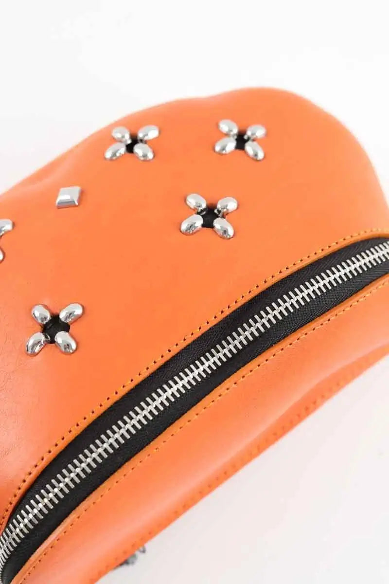 Mini sac Herbert Frère Soeur LA LILI ROCK FLEURS Orange en Cuir