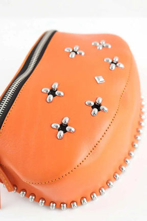 Mini sac Herbert Frère Soeur LA LILI ROCK FLEURS Orange en Cuir