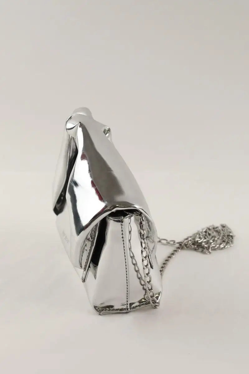 Mini sac JW Anderson Crossbody twister in metallic Argent en Cuir verni