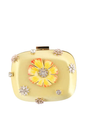 Mini sac Roger Vivier Blossom boite de nuit Jaune en Tissu - Seconde Main
