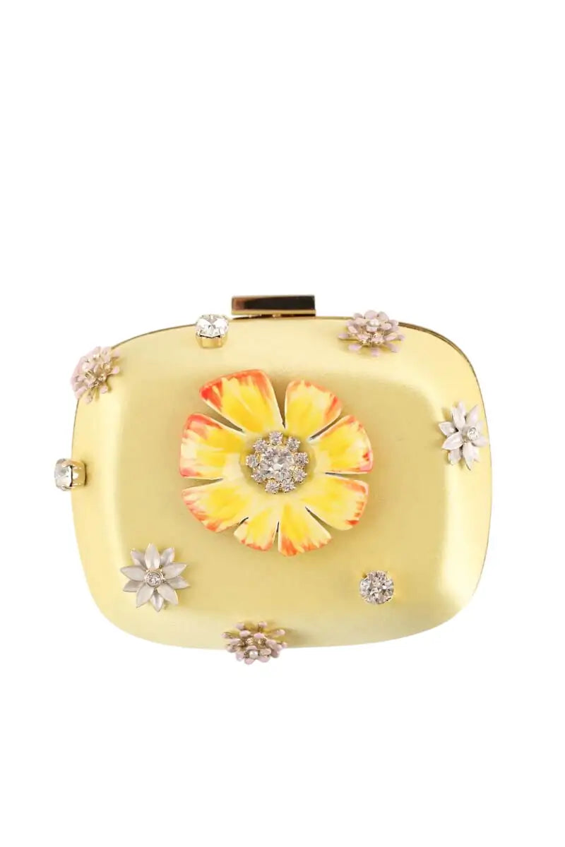 Mini sac Roger Vivier Blossom boite de nuit Jaune en Tissu - Seconde Main