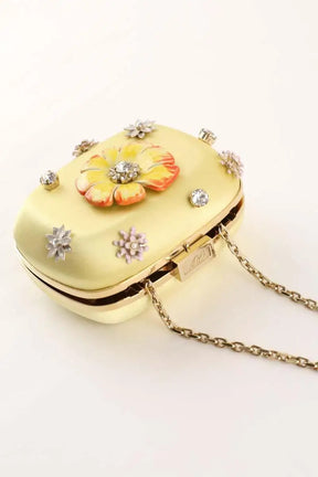 Mini sac Roger Vivier Blossom boite de nuit Jaune en Tissu