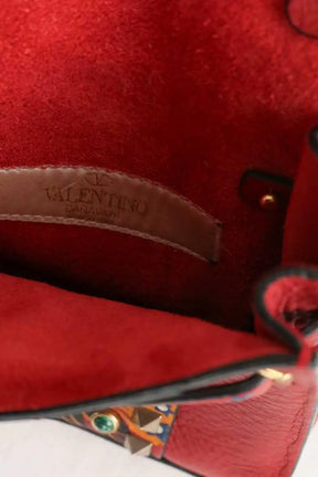 Mini sac Valentino Rockstud micro Rouge en Cuir