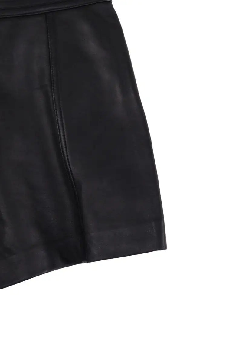 Mini short Maje Noir en Cuir