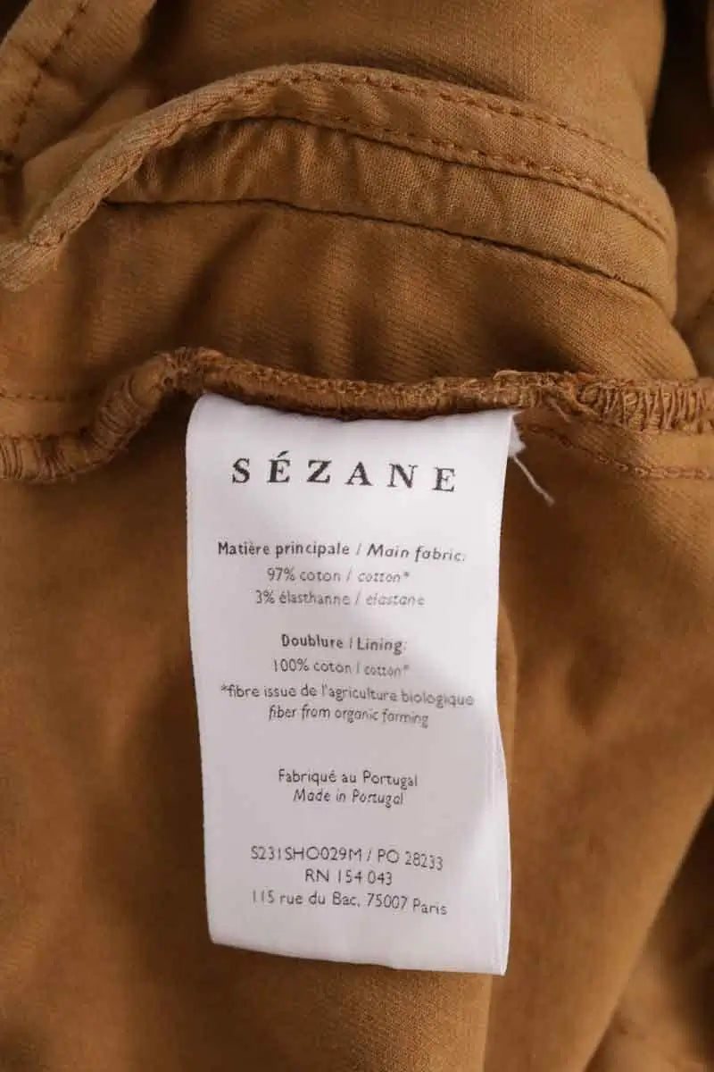 Mini short Sézane Camel en Coton