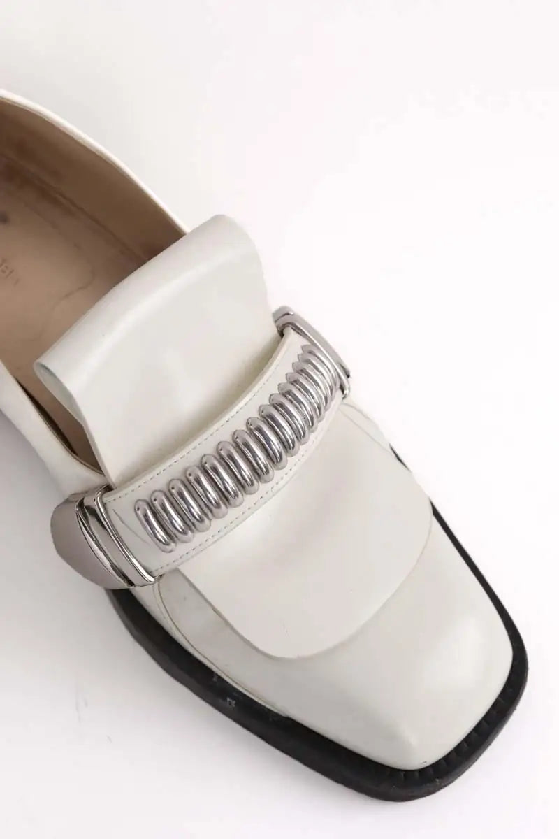 Mocassins BLUEMARBLE Brushed chaussons white Blanc en Cuir
