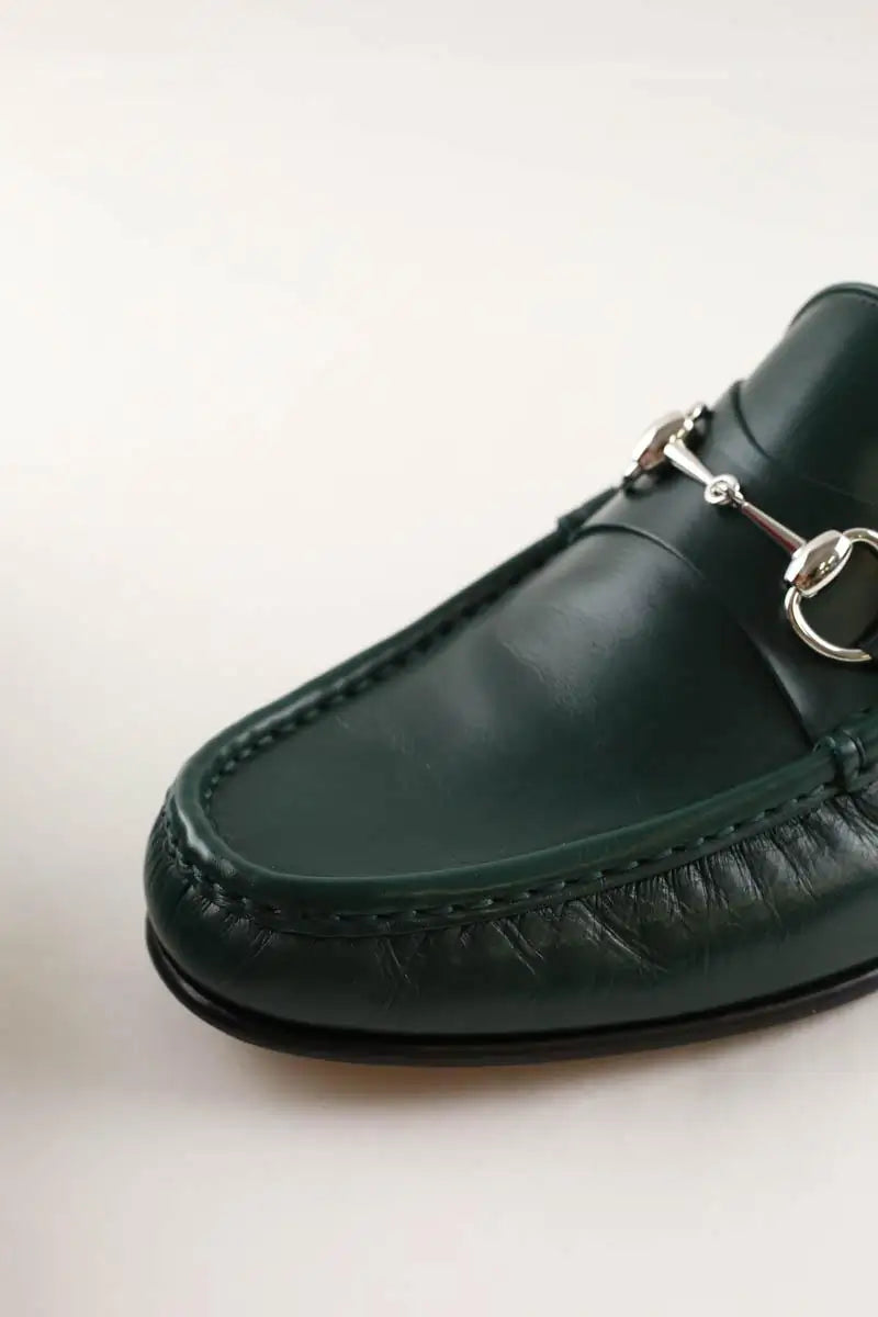 Mocassins Gucci Horsebit 1953 Vert en Cuir