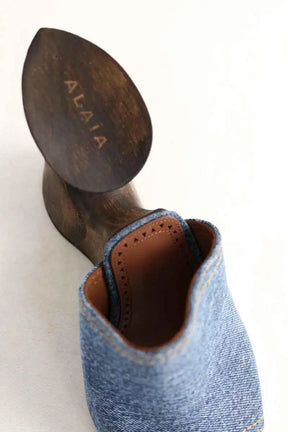 Mules Alaïa Bleu en Cuir