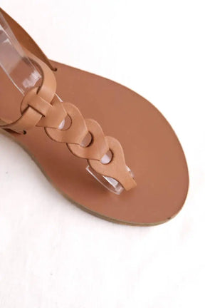 Mules Ancient Greek Sandals Camel en Cuir