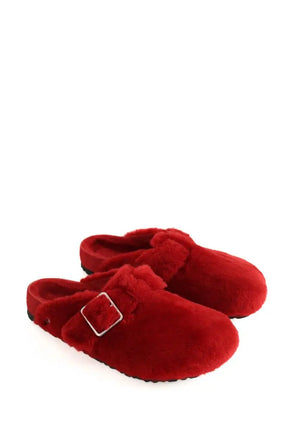 Mules Birkenstock 1774 Rouge en Fourrure