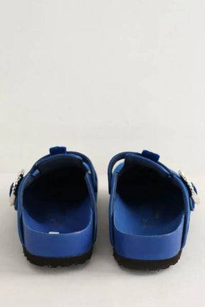 Mules Birkenstock Boston crystal buckle Bleu en Velours