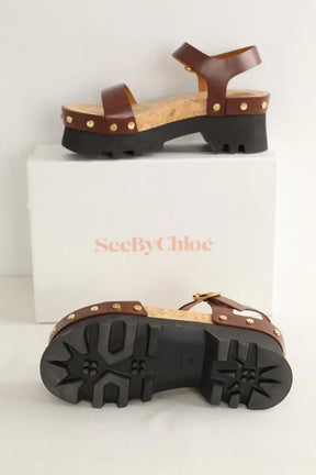 Mules Chloé Marron en Cuir