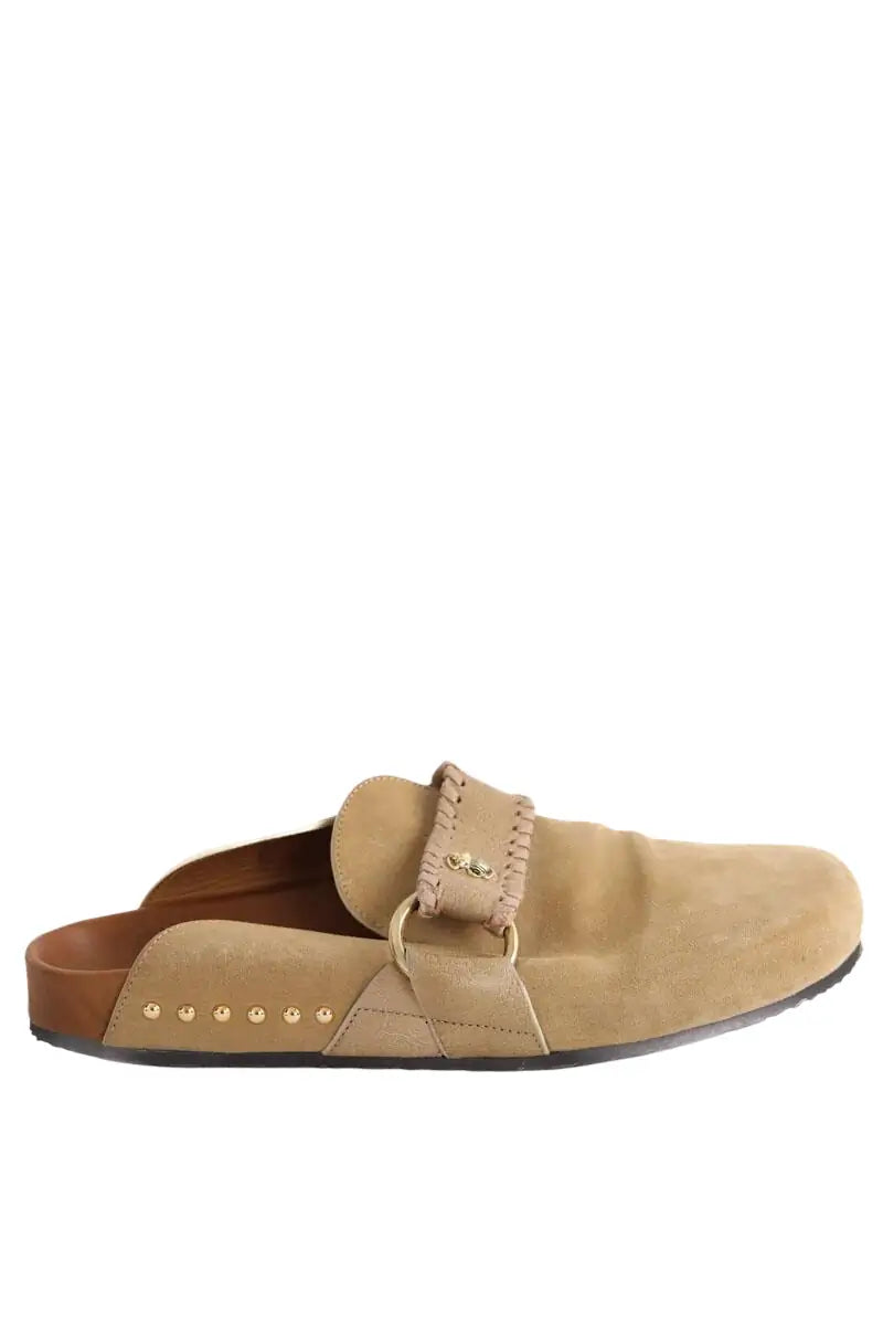 Mules Claris Virot Beige en Daim, taille 39 - Seconde Main
