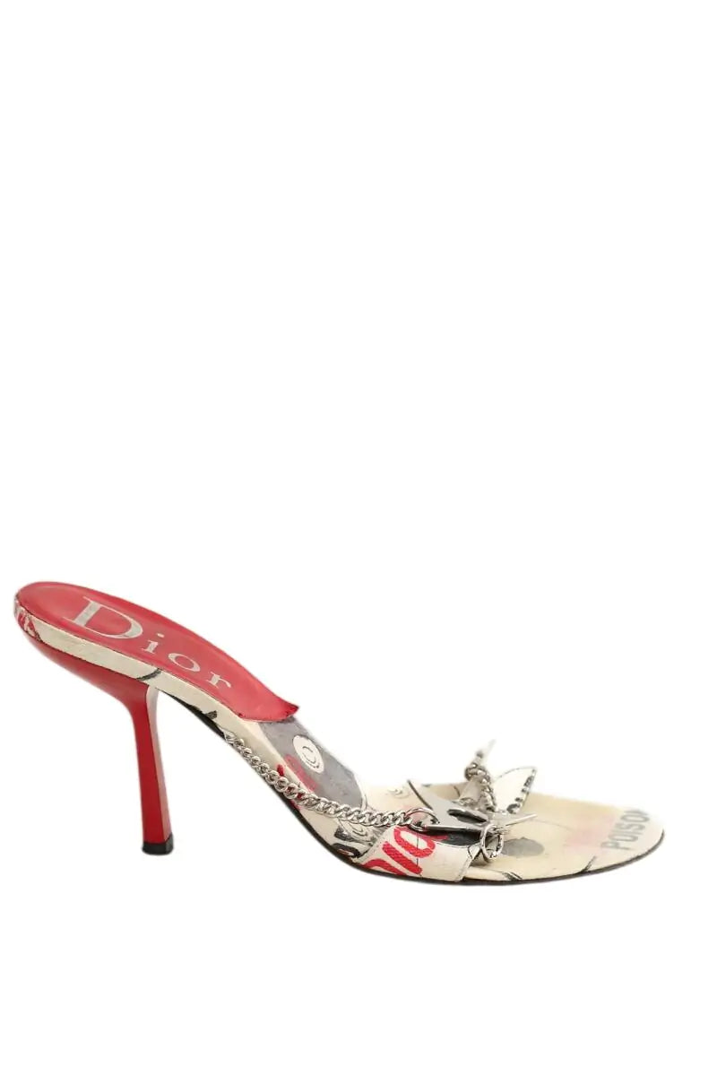 Mules Dior Rouge en Tissu, taille 36 - Seconde Main