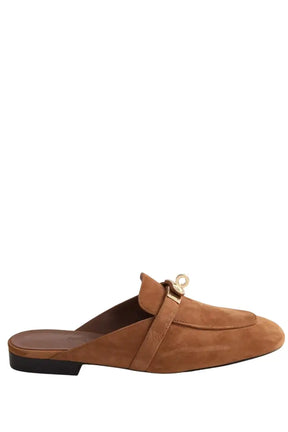 Mules Hermès Oz avec boucle Kelly Camel en Daim, taille 35 - Seconde Main