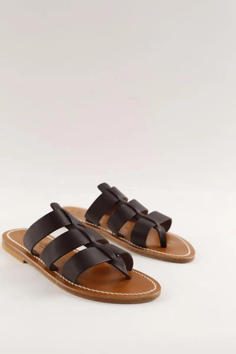 Mules K.Jacques Marron en Cuir