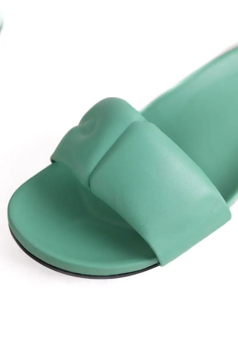 Mules Longchamp Roseau Vert en Cuir