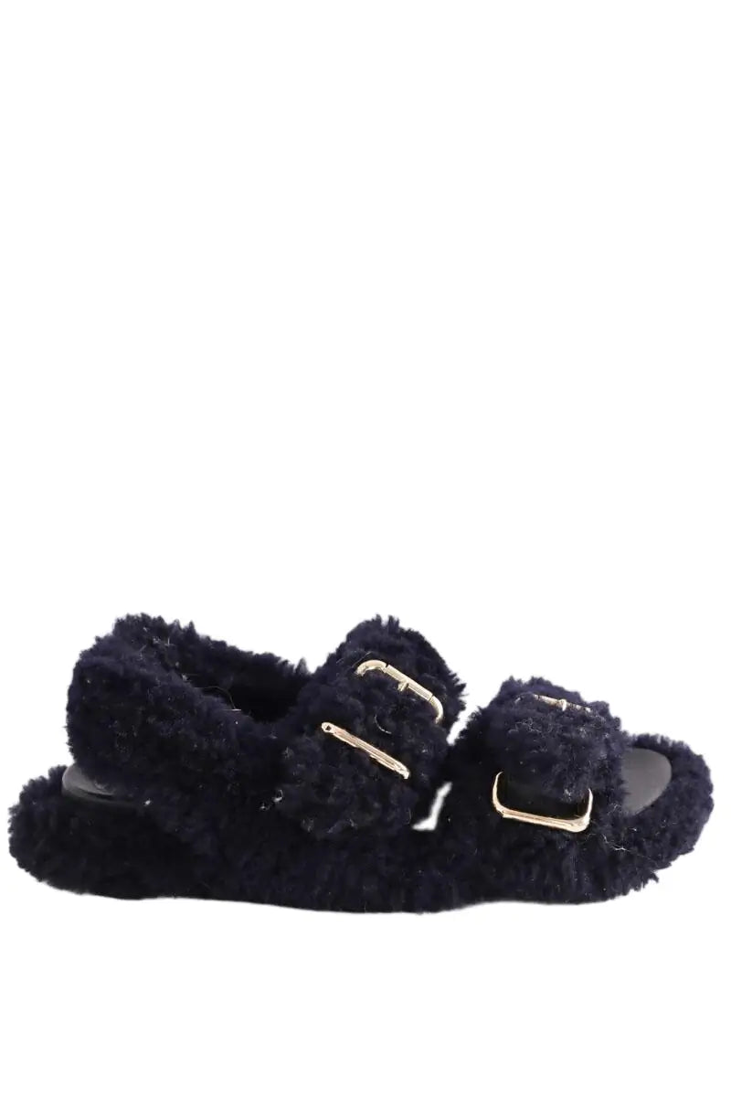 Mules Marni Marine en Tissu, taille 36 - Seconde Main