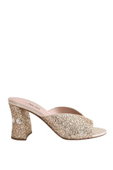 Mules Miu Miu Doré en Paillettes, taille 38 - Seconde Main