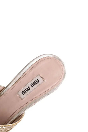 Mules Miu Miu Doré en Paillettes